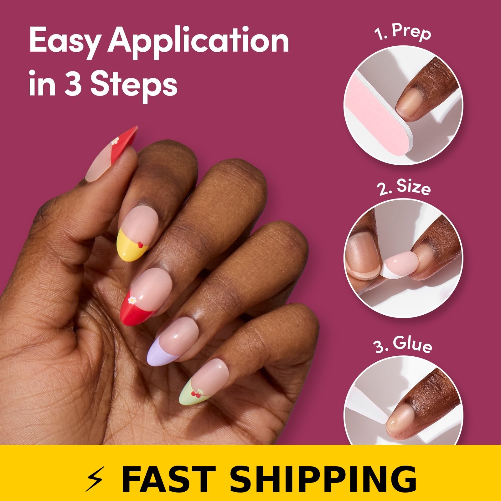 DIGI by Glamnetic Short Almond Press-on Nails – 24 Pieces