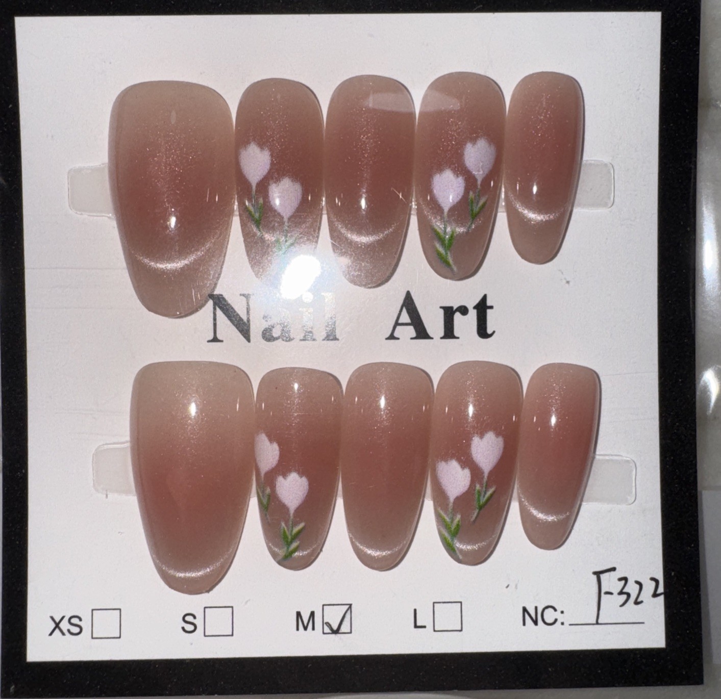 6 Packs Of 10pcs Almond Press On nails | 3D Flower Design | Size M | Reusable (5
