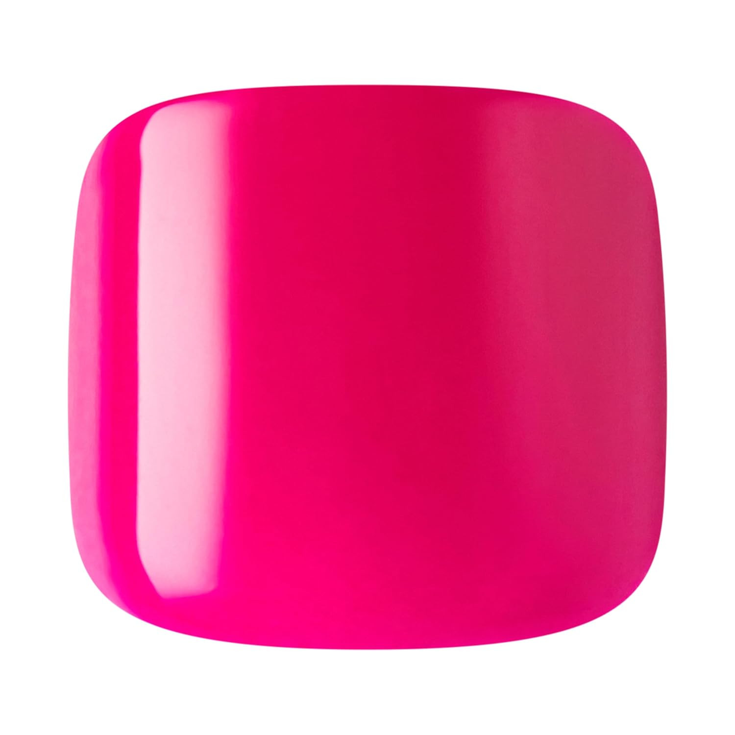 KISS Impress No Glue Mani 30 Pcs Press on Toenails, Hot Pink Stick on Extension