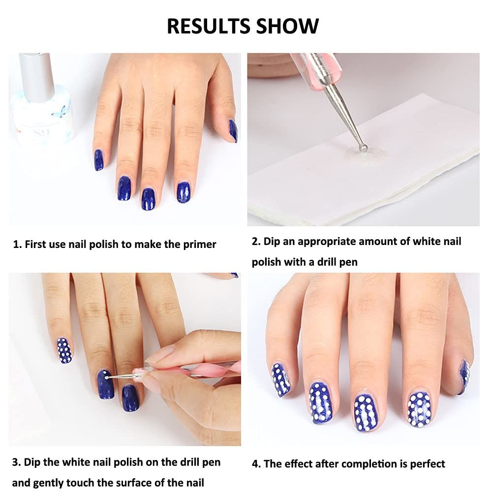 5 Pc 2 Way Dotting Pen Tool Nail Art Tip Manicure Kit UV Gel Nail Art Brushes US