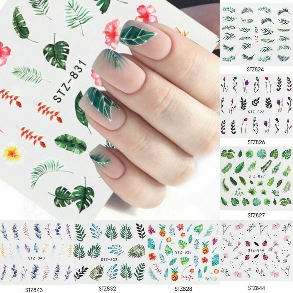 Nail Art Water Stickers Slider Transfer Decal Flower Plant Flamingo DIY NS10