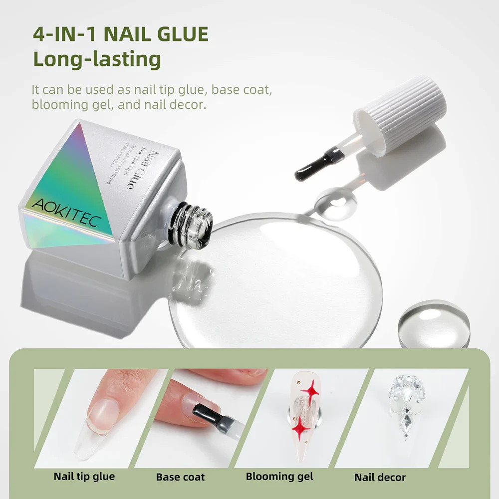 Almond Nail Tips Kit 5pc – UV Lamp, 504 Acrylic Nails, Cutter, Glue, Nail File