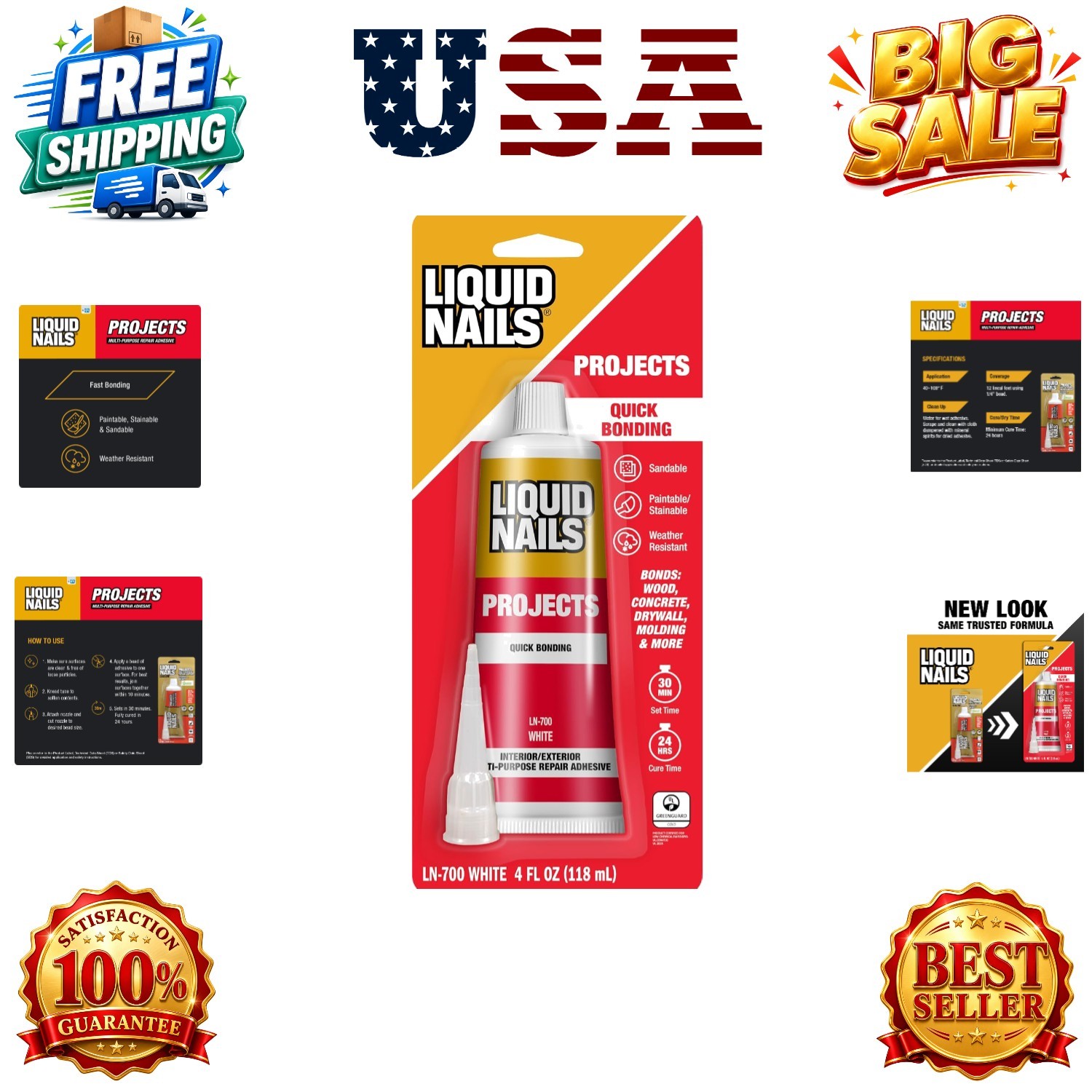 4-Ounce Small Projects and Repairs Adhesive | Waterproof Interior/Exterior Gl…