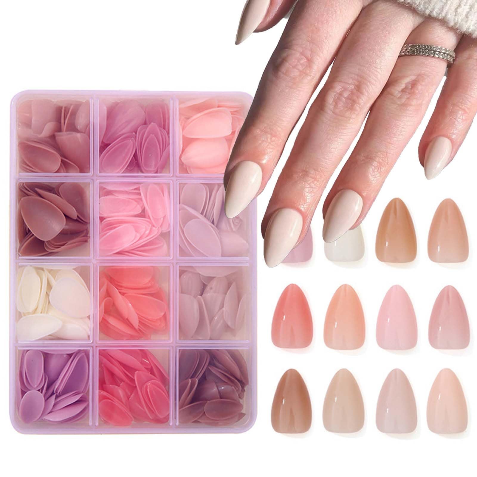 12Packs 360Pcs Almond Press on Nails Short Almond Fake Nails Solid Color Fals…