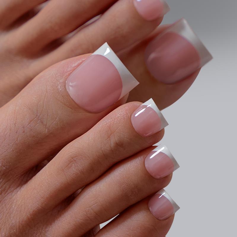 XCOATTIPS Toe Nail Tips S/M/L French Toenails Press On 150 Pcs French – PINK/WHT