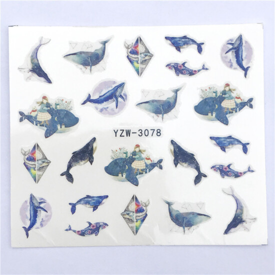 Multicolor Deep Blue Dolphin PVC Nail Art Decoration Stickers #996-3078