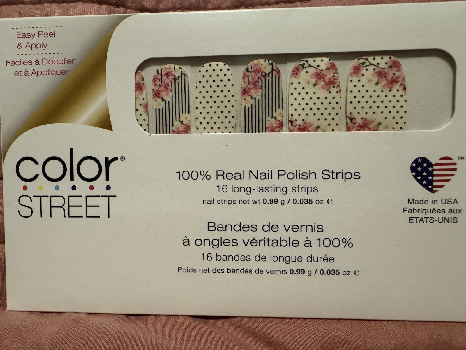 Color Street Nail Polish Strips “Sakura Festival” Floral Pink/White/Black FDFT89