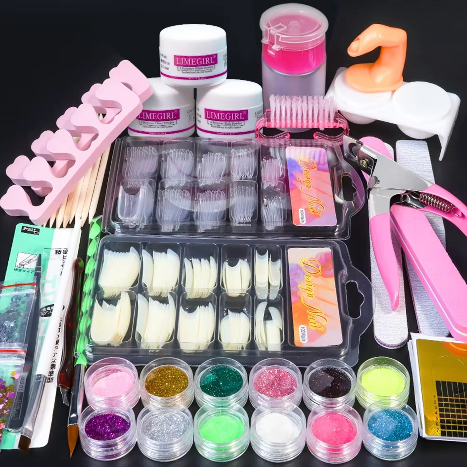 Acrylic Nail Kit Art Manicure Kit Powder & Liquid Monomer Nail Set Nail Glitter