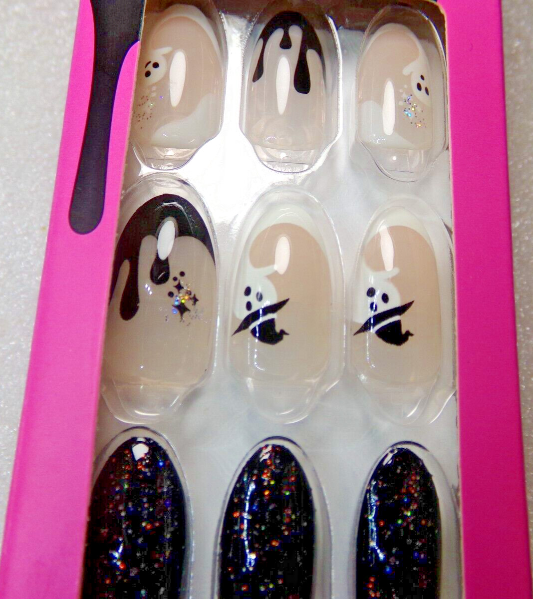 IMPRESS NAILS PRESS ON Medium – Nude French, Black with Ghosts