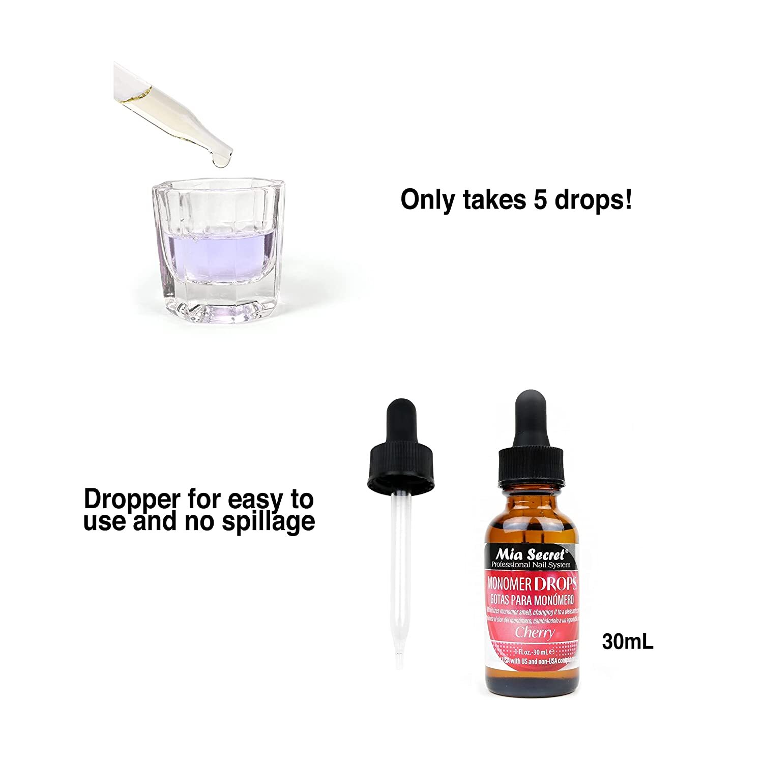 Mia Secret Monomer Drop CHERRY SCENT Nail Product New 1 Ounce
