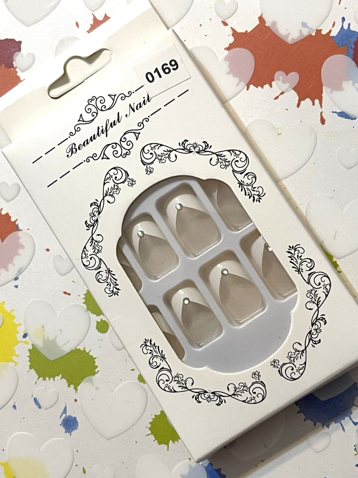 For Wonderful Nail Collection NUDE with BLACK & WHITE FRENCH Fake Toe Nails *NIB