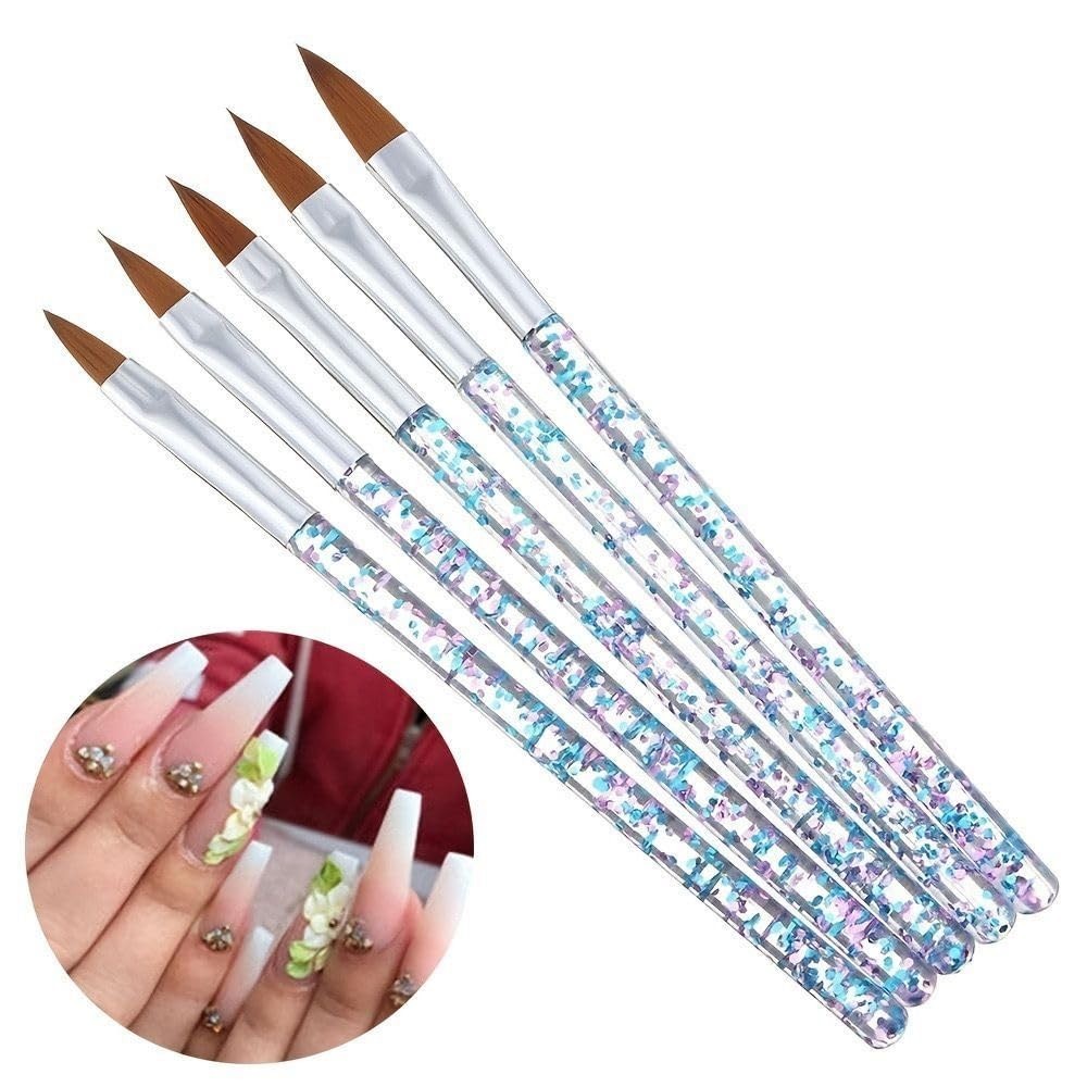 14-Piece Nail Art Brush Set – Mixed Black & Blue – Gel, Detail, Builder Brushes