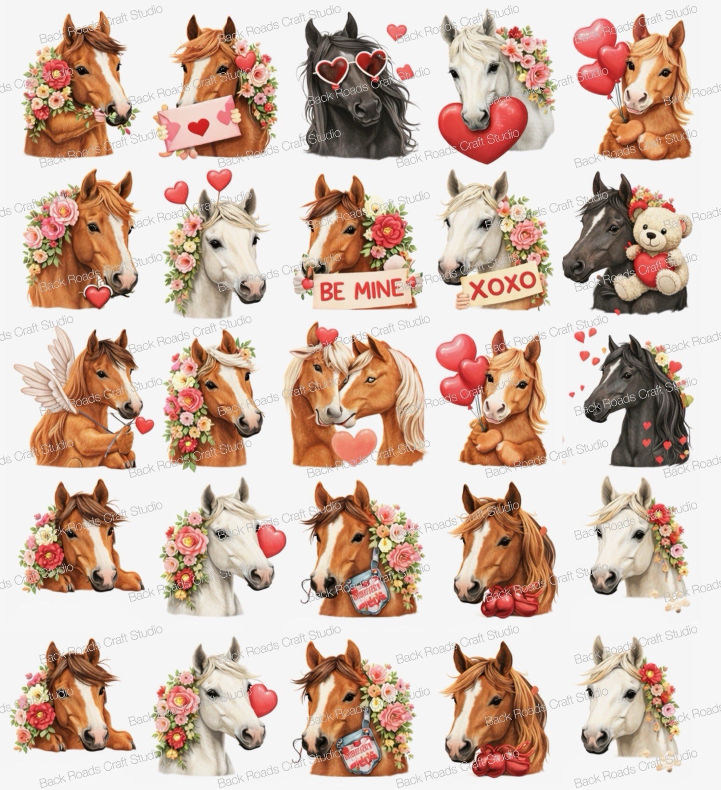 Valentines Horses Waterslide Nail Art Decals Set Of 50 Instructions Bonus