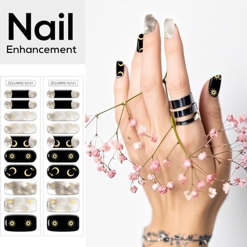 Semi Cured Gel Nail Strips & Wraps – 20PCS, UV/LED Lamp Required, Long Lasting