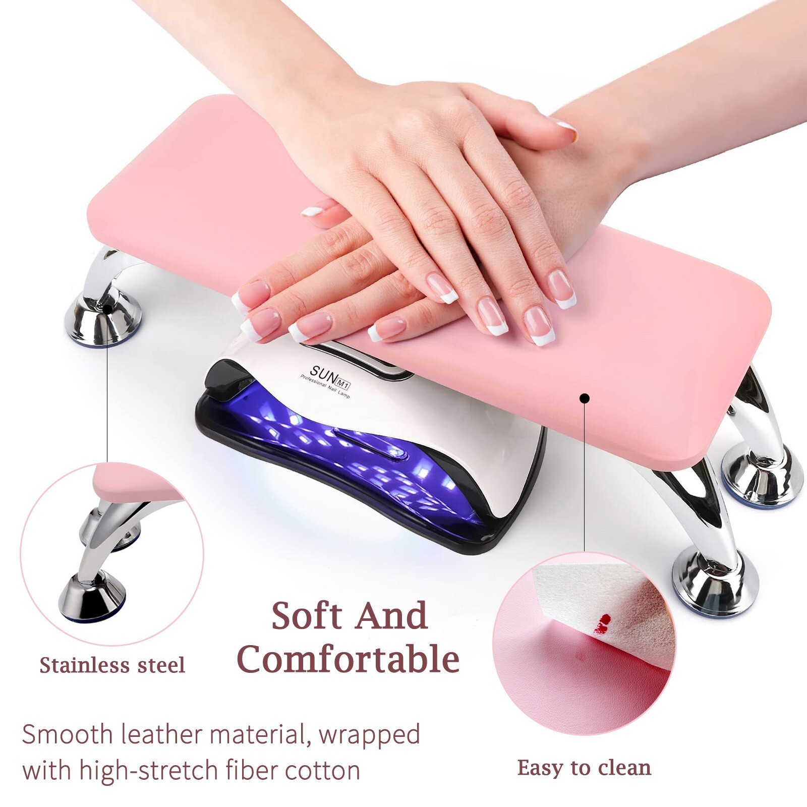 Nail Art Hand Cushion Salon Manicure Tool Leather Arm Rest Soft Pillow Pink