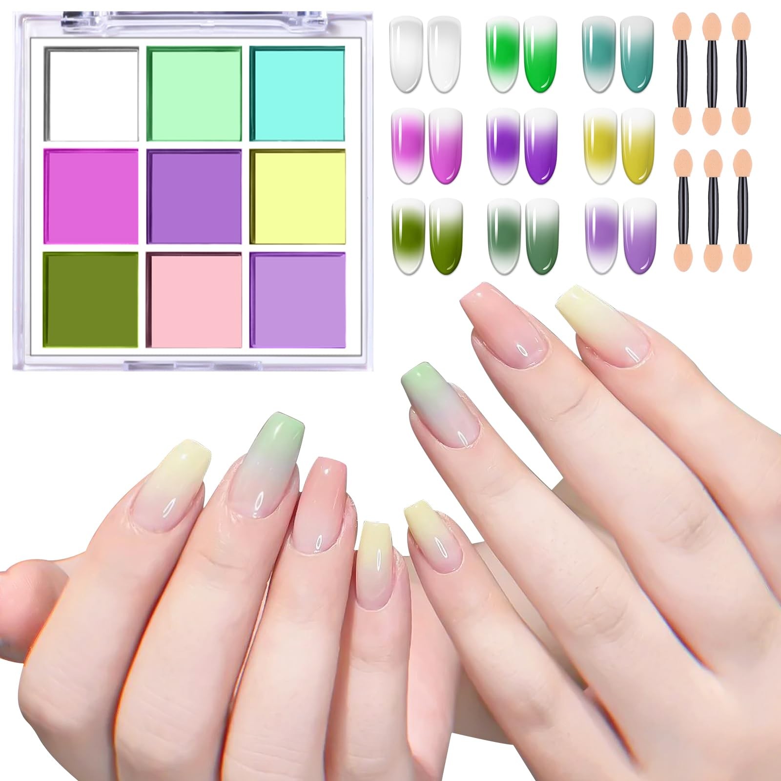 GJNL Nail Pigment Powder Palette 9 Colors Solid