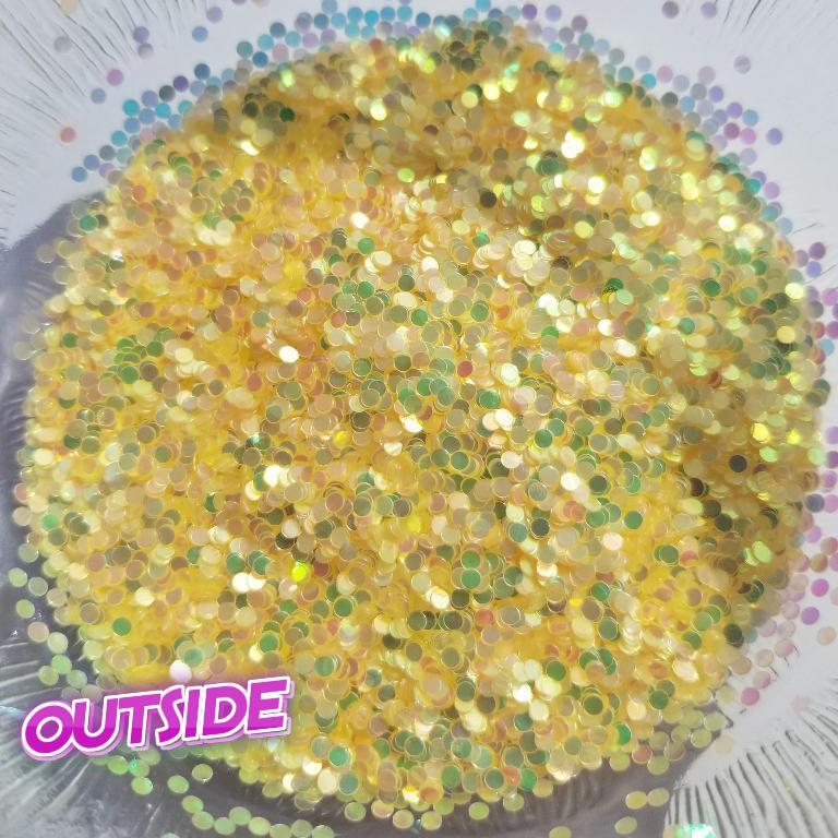 UV Sun Activated Glitter Shapes -1mm, 2mm or 3mm Dots – Butter Yellow