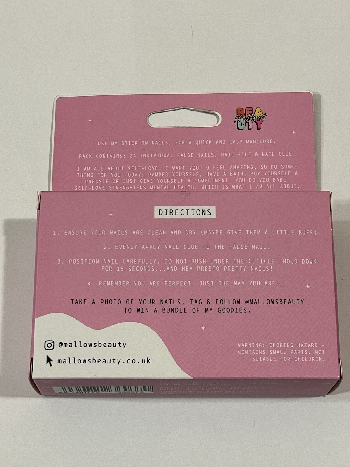 Mallows Beauty Press On Fake Nails Pink Purple Kitsch Cherry Flower
