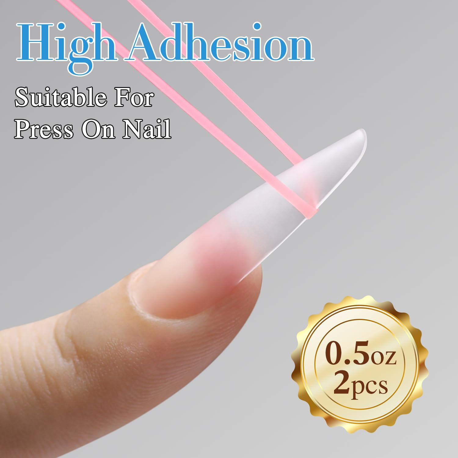 2 Pcs 0.5Oz Nail Glue Gel Set for False Acrylic Nail Tips and Press on Nails Gel