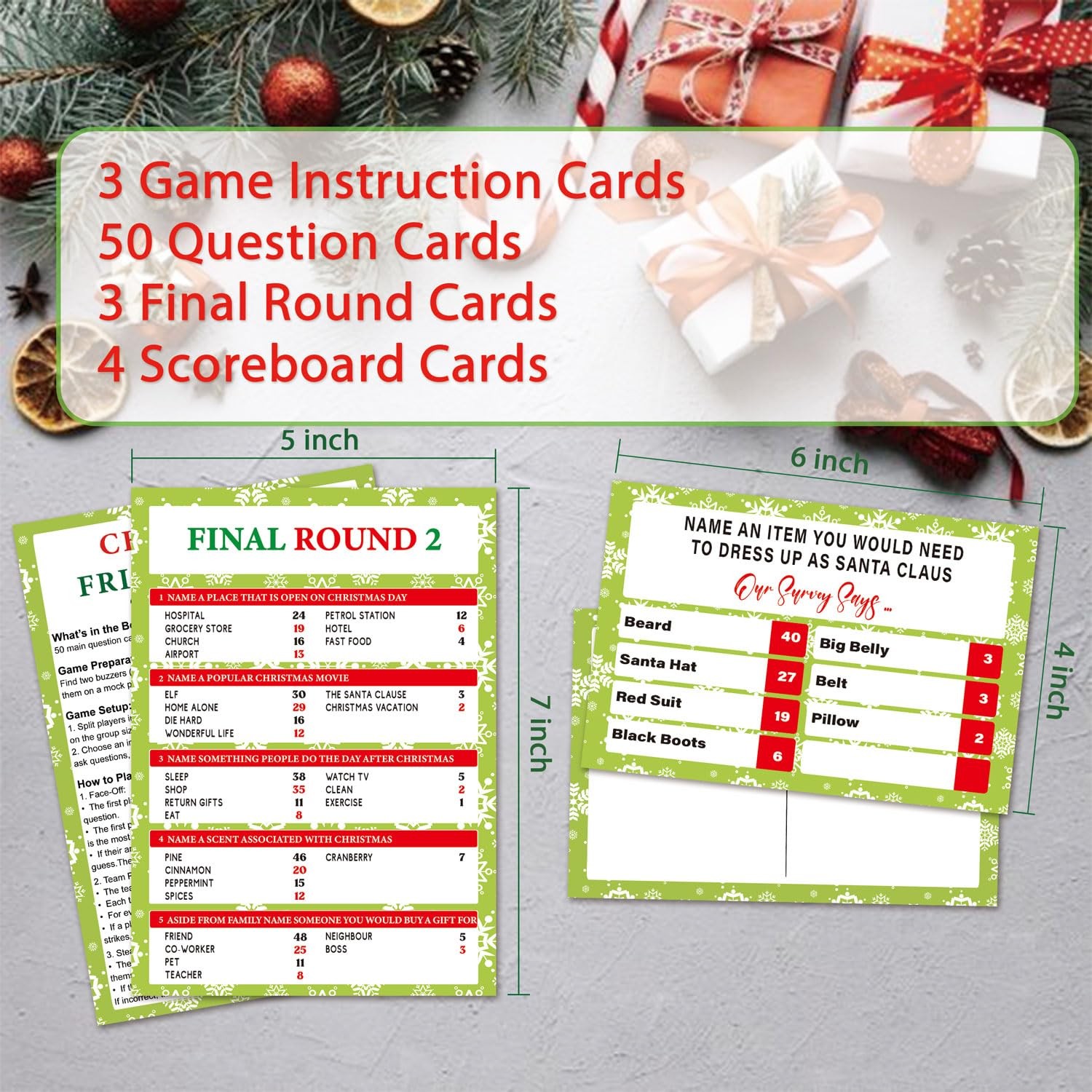 Xenseou 60 Pcs Christmas Family Feud Game,Funny Small, Multicolor
