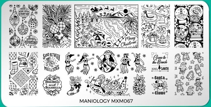 Maniology MXM067 & MXM 068 Tropical Holiday Nail Stamping Plates Christmas
