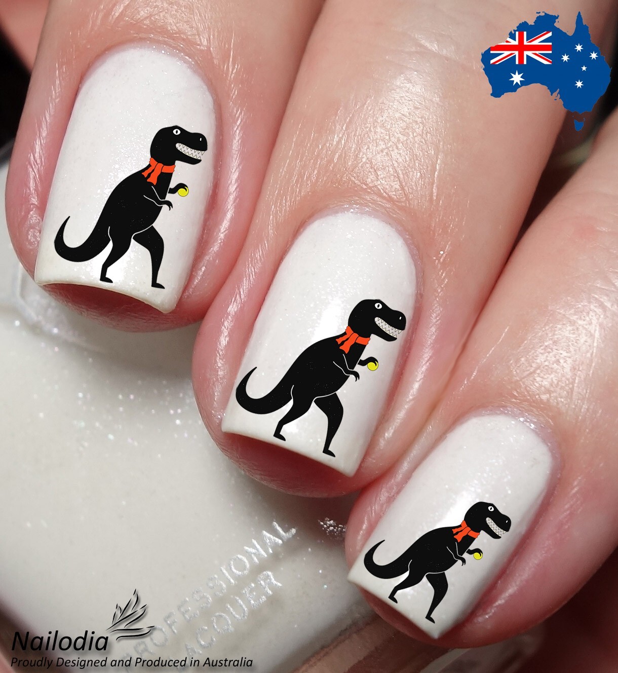 Cute Crazy Dino Dinosaur T-Rex Nail Art Decal Sticker – Jurassic Theme