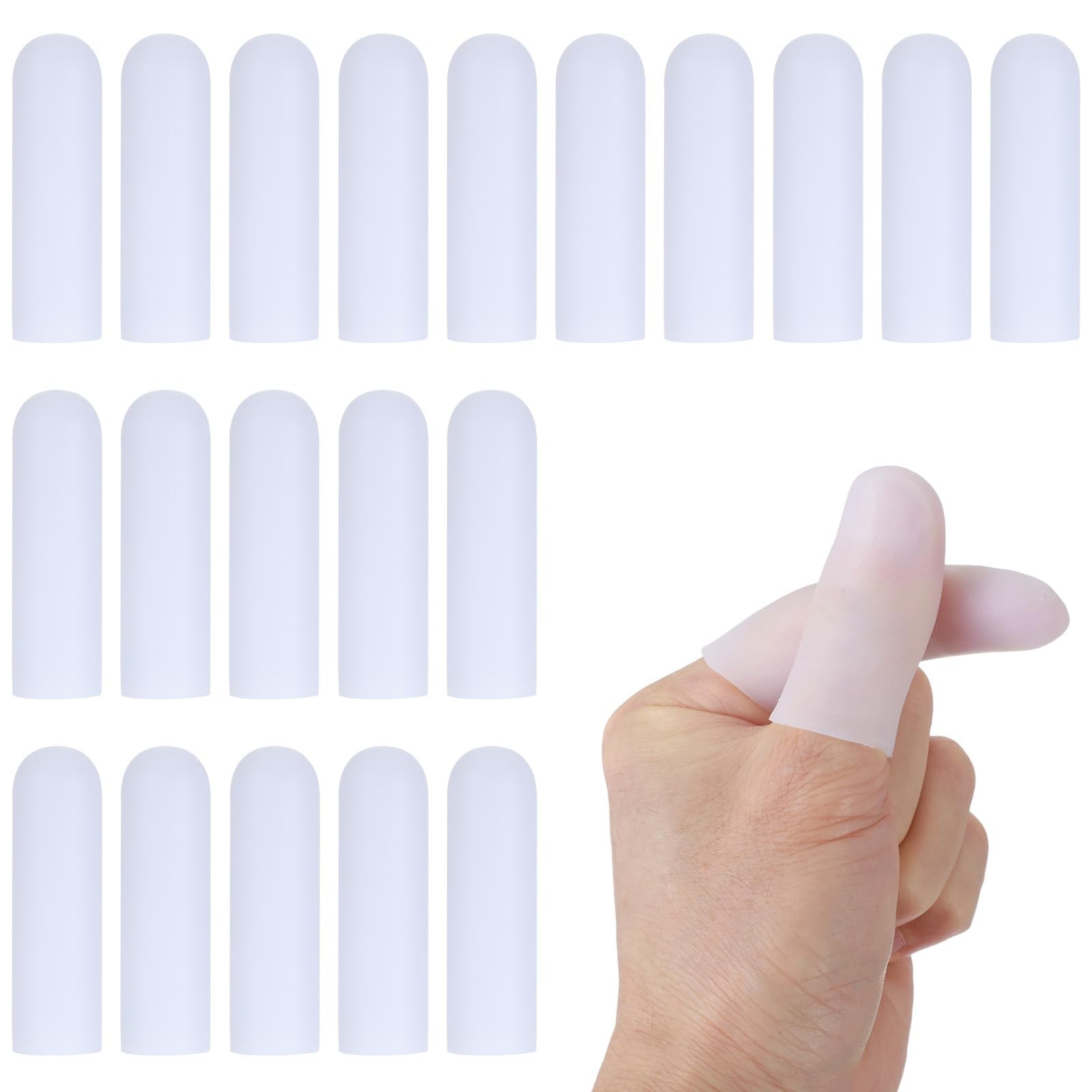 Ouligay 20PCS Gel Finger Cots Silicone Finger Protectors Rubber Fingers Tips …