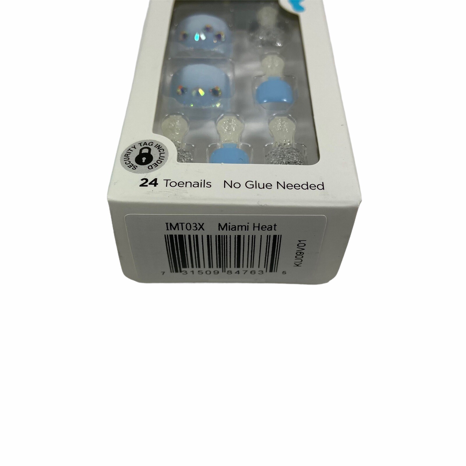 NEW Kiss Nails Impress Press On Pedicure Gel Blue Silver Glitter Gems Toe Nails