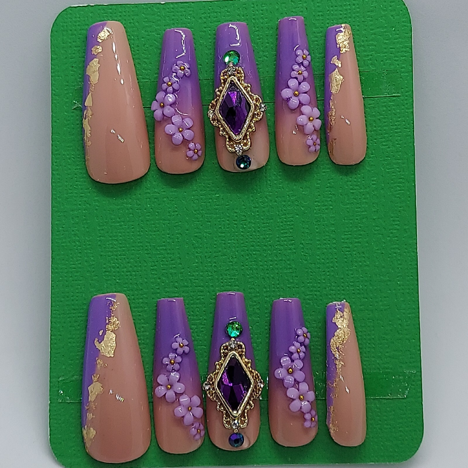 Purple Nails Purple Ombre Nails 3D Floral Nails Purple Bling Nails