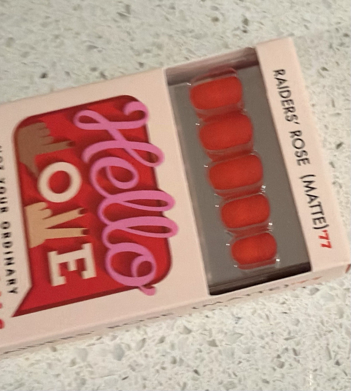 Hello Love Press On Short Square Fave Red Raider’s Rose MATTE 🌹