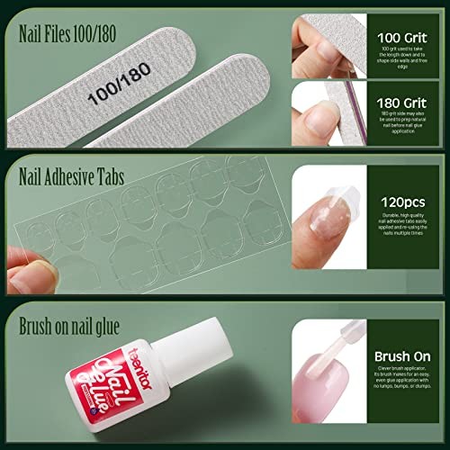 Set of 24 Coffin Shape Press On Nails – B Matte and Glossy – B Coffin Shape