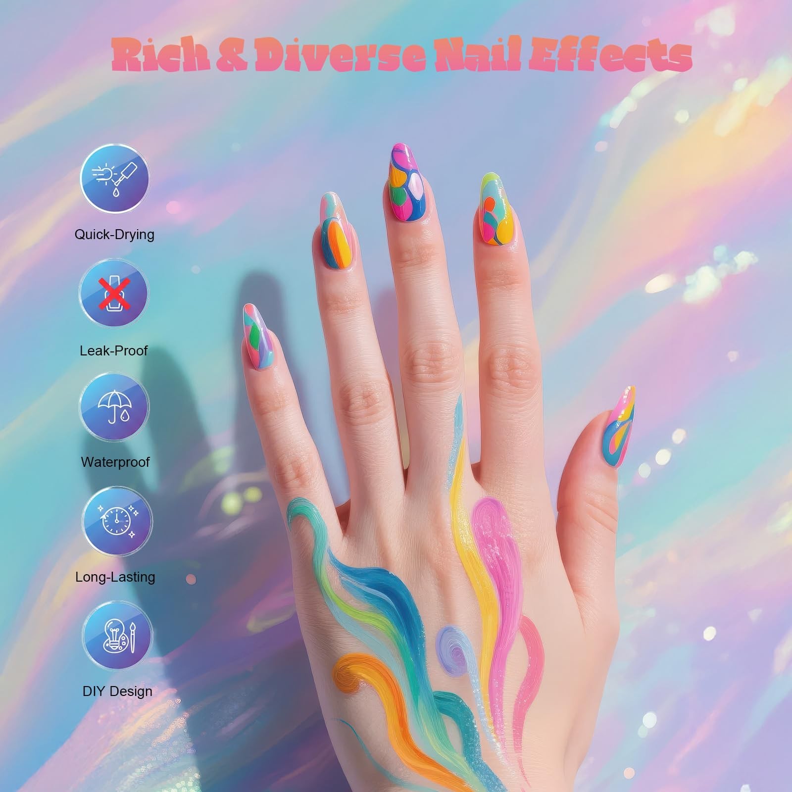 Nail Art Pens, 24 Colors Precision Tip Nail Art Markers Set Easy to Use for B…