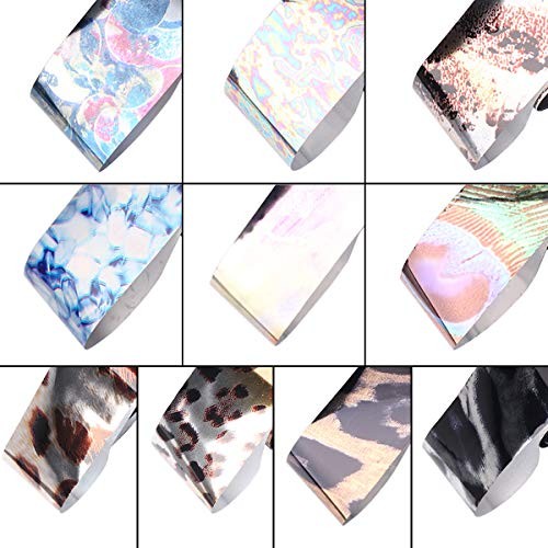 50 Sheets Laser Nail Foil Transfer Set Marble Flower Aurora Design Nail NO2
