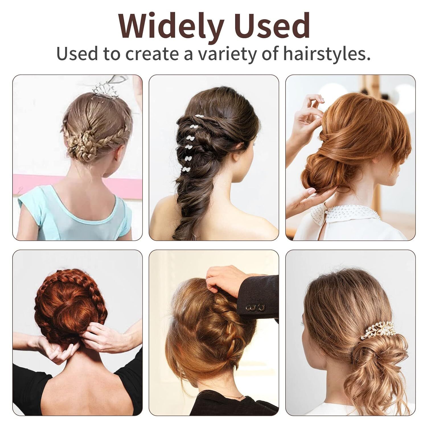 U Shaped Hair Pins, 200 Count Buns Waved Pins for Updos with Box Brown
