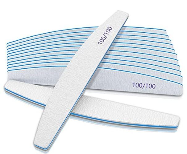 12 PCS Nail Files for Acrylic Nails, 100/100 Grit 100/100 Grit False/Hard Nails