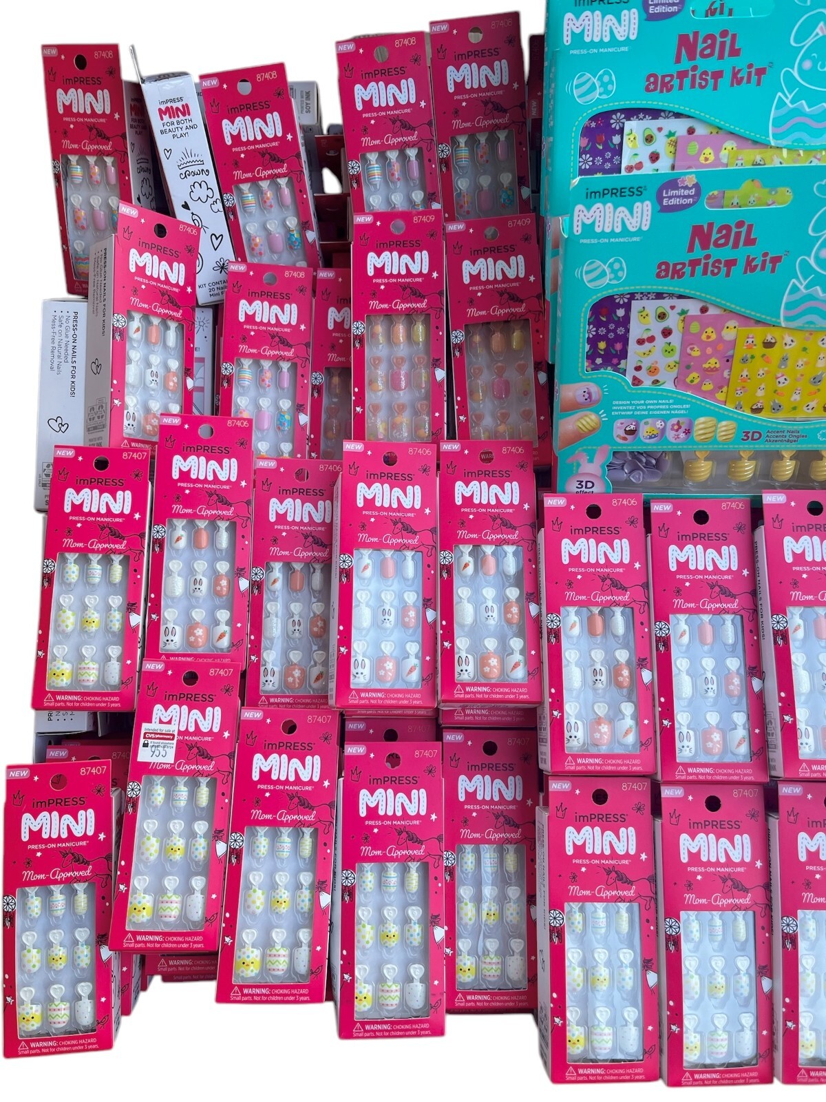 Lot of 50 KISS imPRESS MINI Press On Manicure Fake Nails for Kids Easter Spring