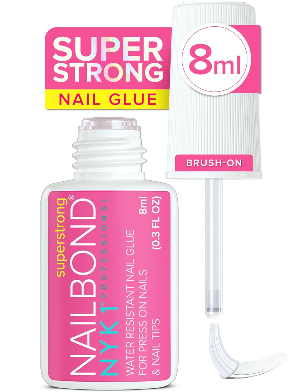 Super Strong Nail Glue for Press On Nails, Nail Tips & Acrylic Nails (8ml) Nail