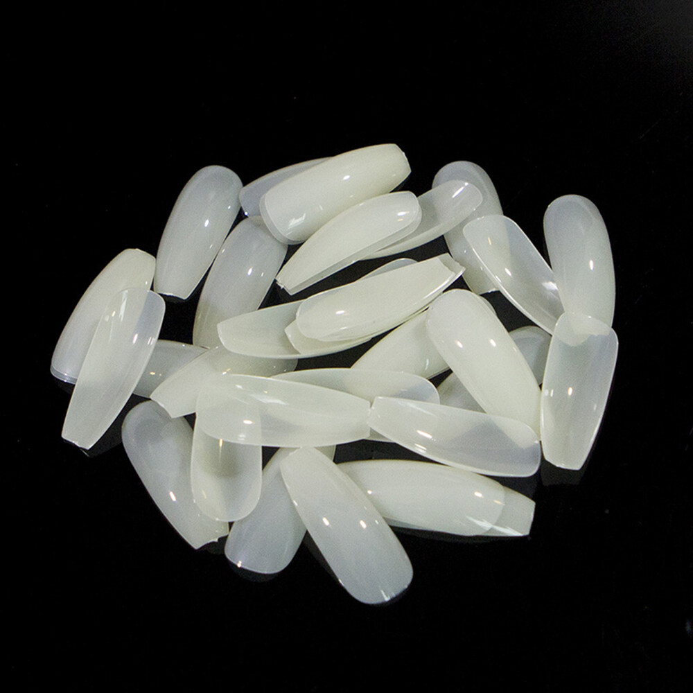 500pcs Ballerina Nail Art Tips Transparent/Natural False Coffin Fake Art Tips