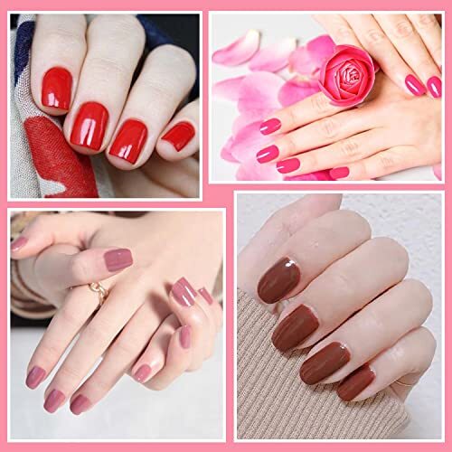 16 Sheets Nail Polish Strips Red Plaid Solid Color Nail Wraps Red&Pink Style