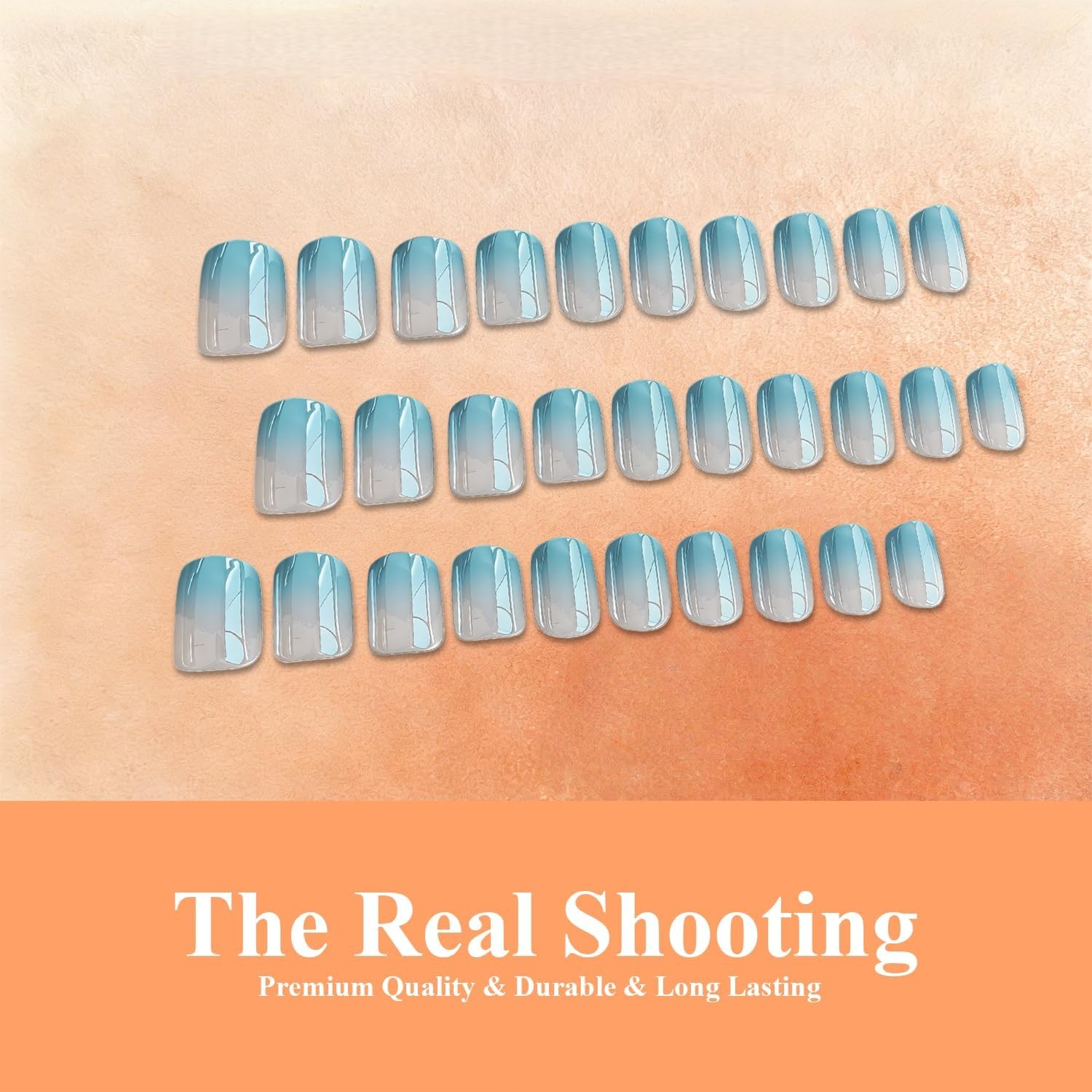 SXVME short square ombre blue press on nails