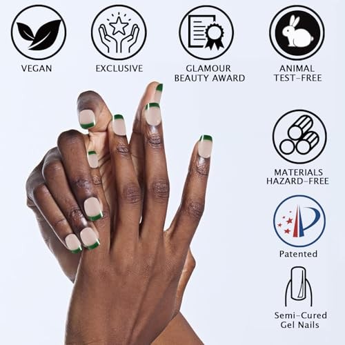 French Tip Gel Nails Strips – Dark Green – 20Pcs – Clear UV – 32-Dark Green