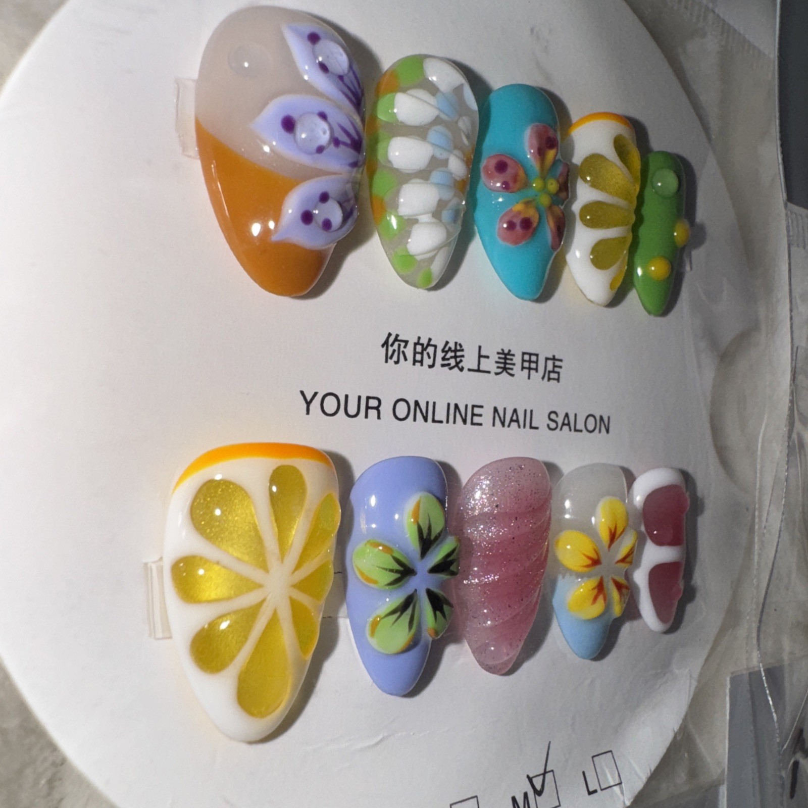4 Packs Of 10pcs Almond Press On nails | 3D Unique Designs| Size M | Reusable 13