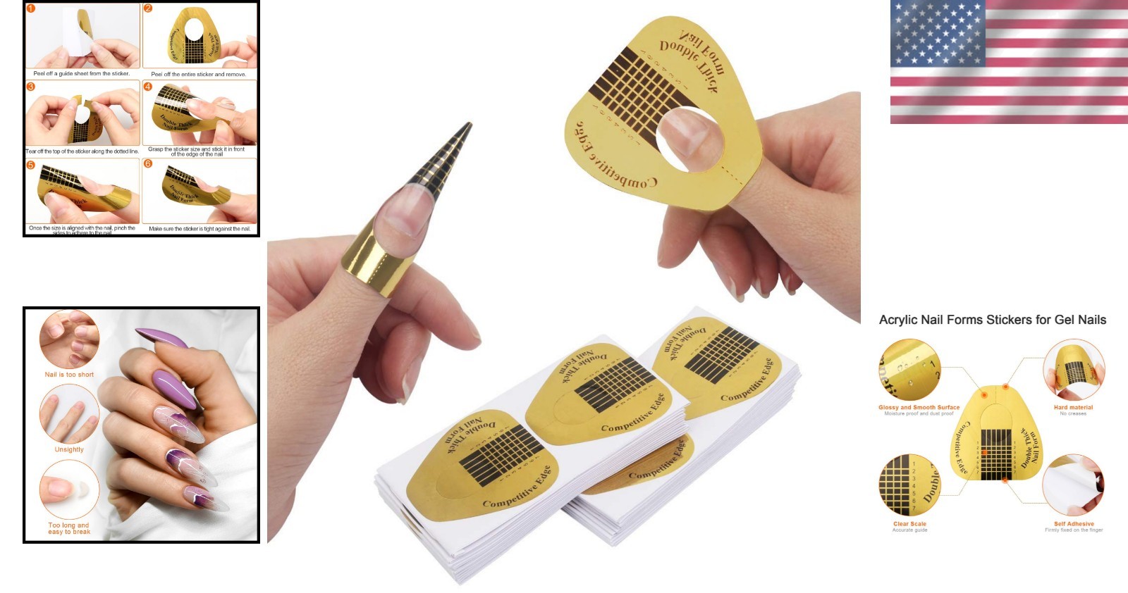 Nail Extension Forms 200 Pieces Smooth Waterproof Layer for Easy Application