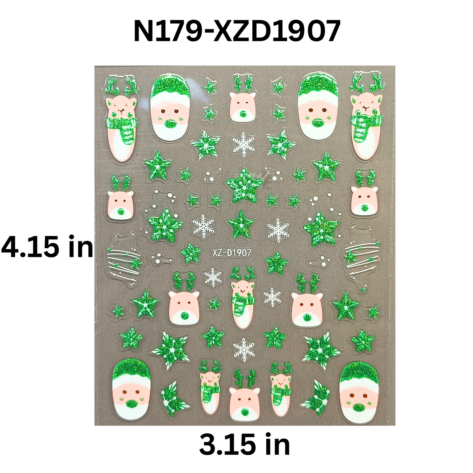 Christmas Reindeer 3D Nail Stickers – Cute Holiday Nail Art