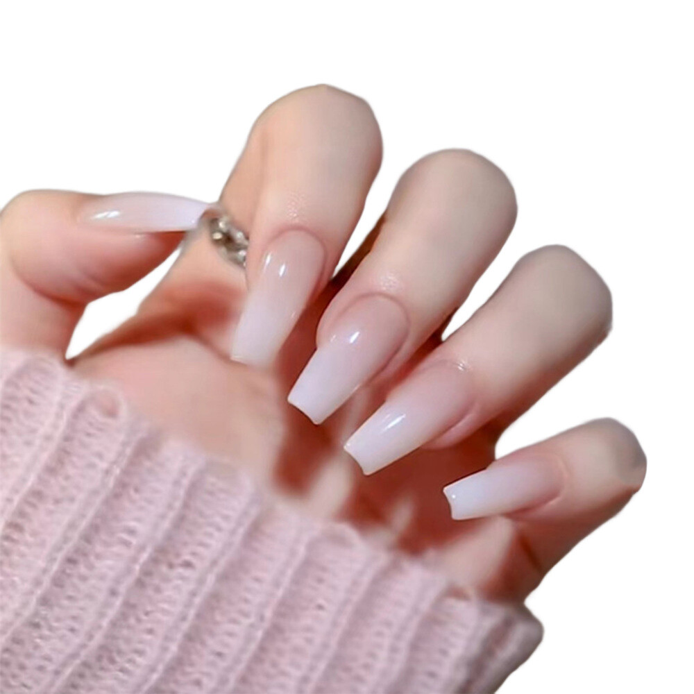 24pc Long Square Press-on Nails Full Cover Long False Nails Rectangle Nail Tips