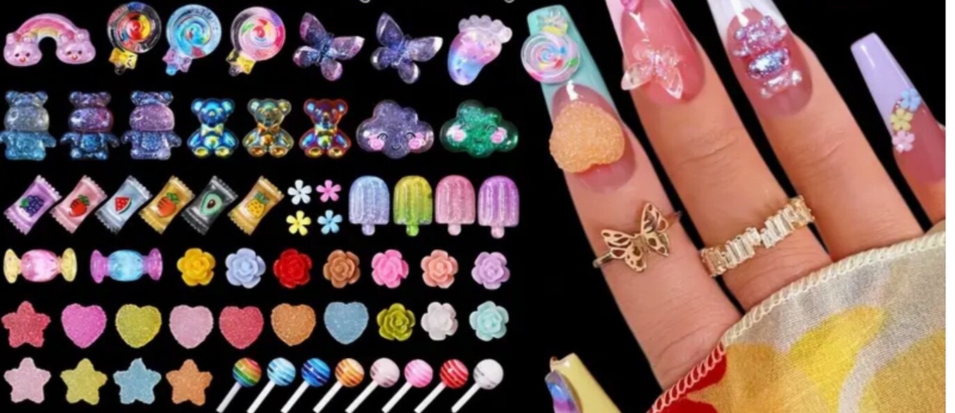 10pcs/bag 3D Nail Charms Candy Random Mixed Resin For Acrylic Nail Art lot