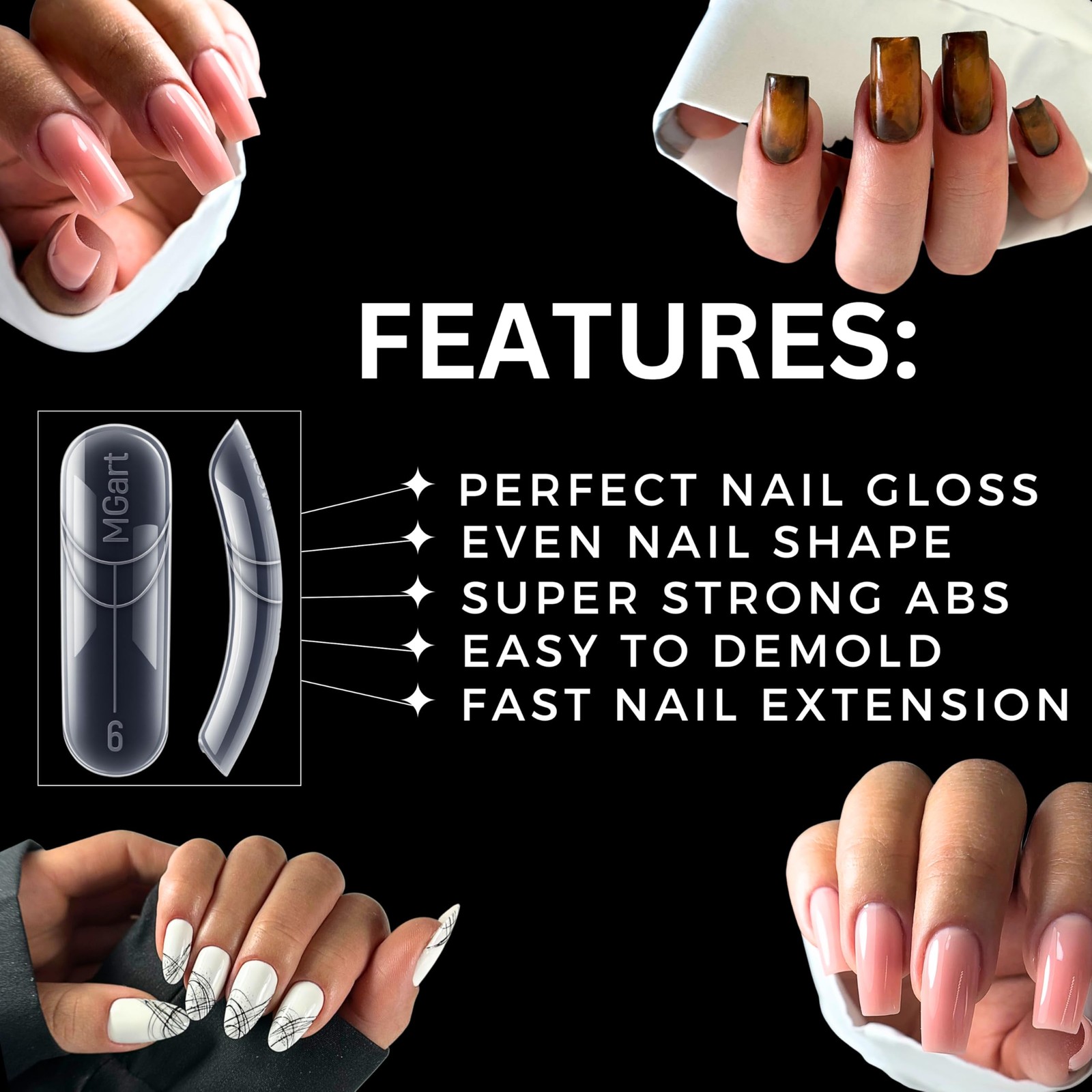 Dual Nail Forms UNIVERSAL SQUARE Extension Structure Poly nail gel Full Cover…