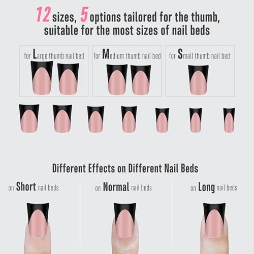 Halloween Duck Nails Short Extra Thick Full Cover Black French Tip Baby Pink