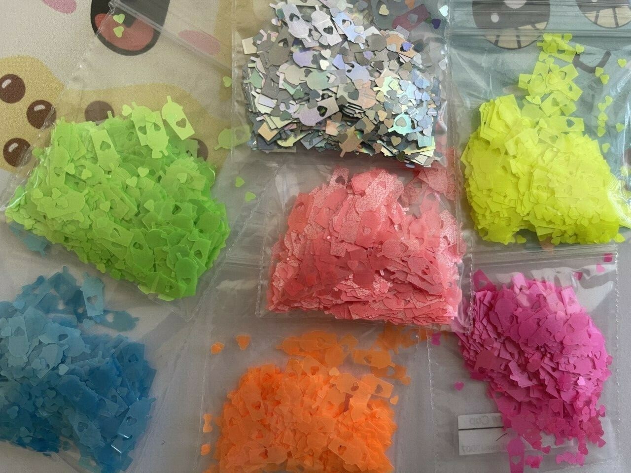 Boba Milk Tea Cup Shape (NEON/Silver) 7mm Glitter-Nail Art Face Crafts-US-tsp