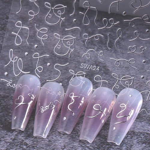 4 Sheet Line Nail Art Stickers Gold Sliver Irregular French lines Decals Lines